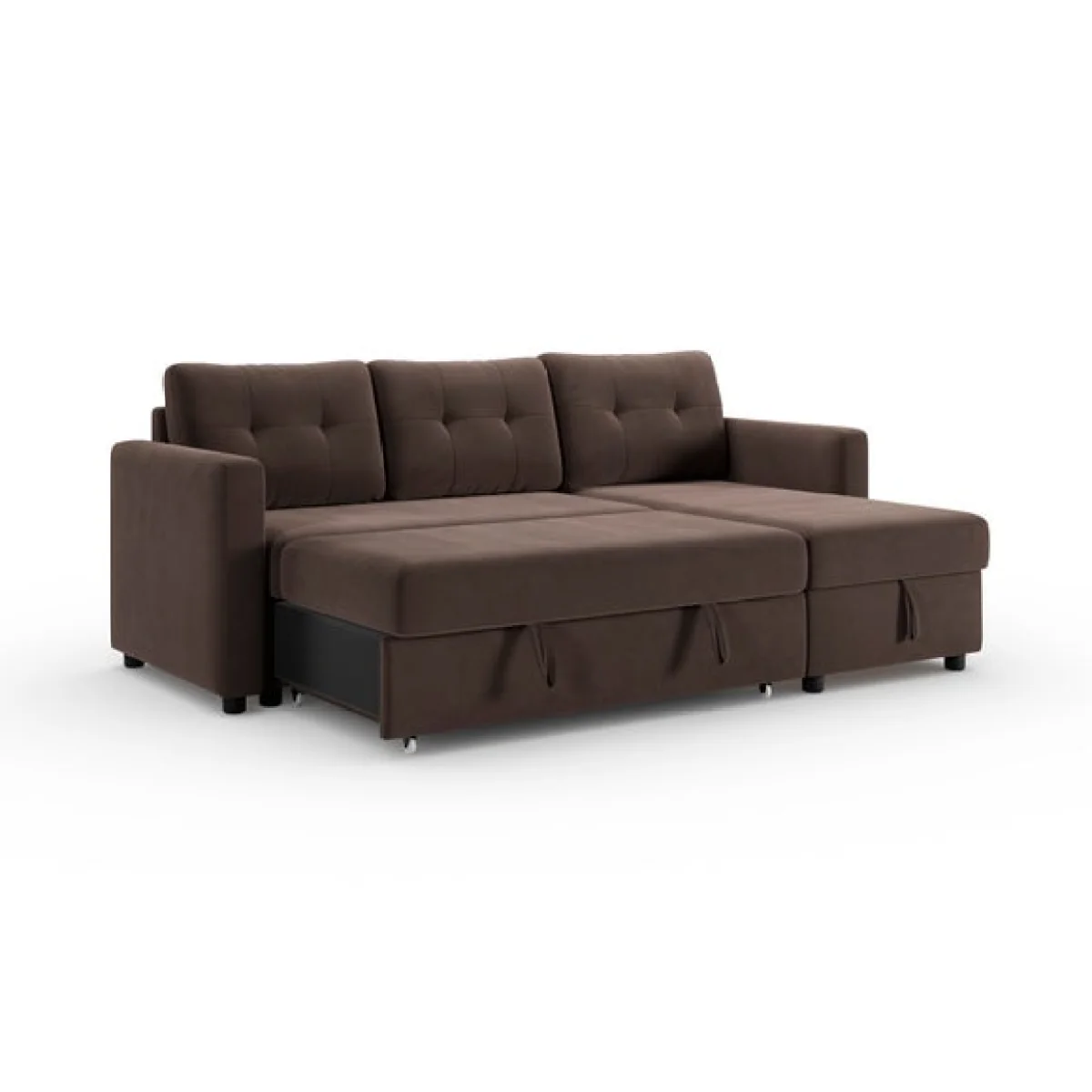Barker Velvet Trundle Corner Chaise Sofa Bed – image 8