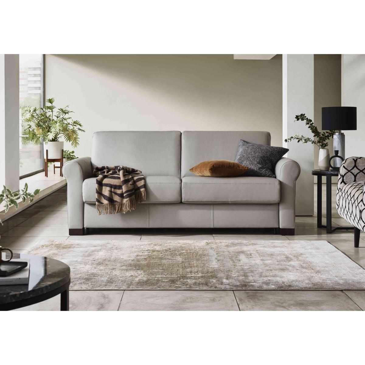 Nicoletti - Alcova 3 Seater Leather Sofa Bed with Scroll Arms - Torello Chocolate – image 2