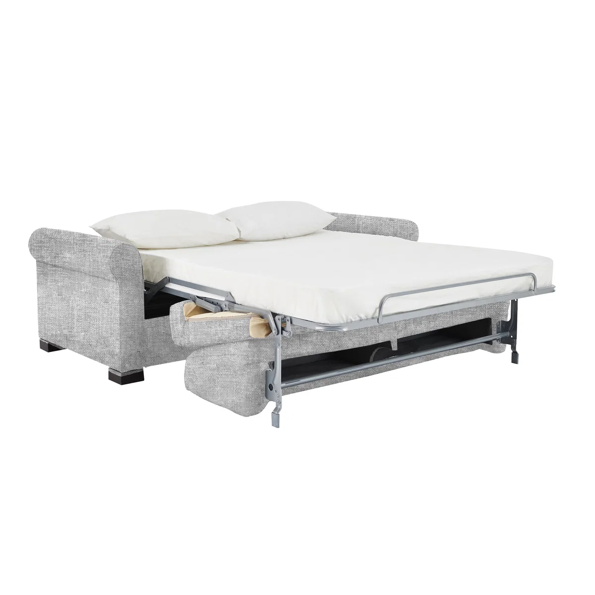 Nicoletti - Alcova 2.5 Seater Fabric Sofa Bed with Scroll Arms - Baby Blue – image 3