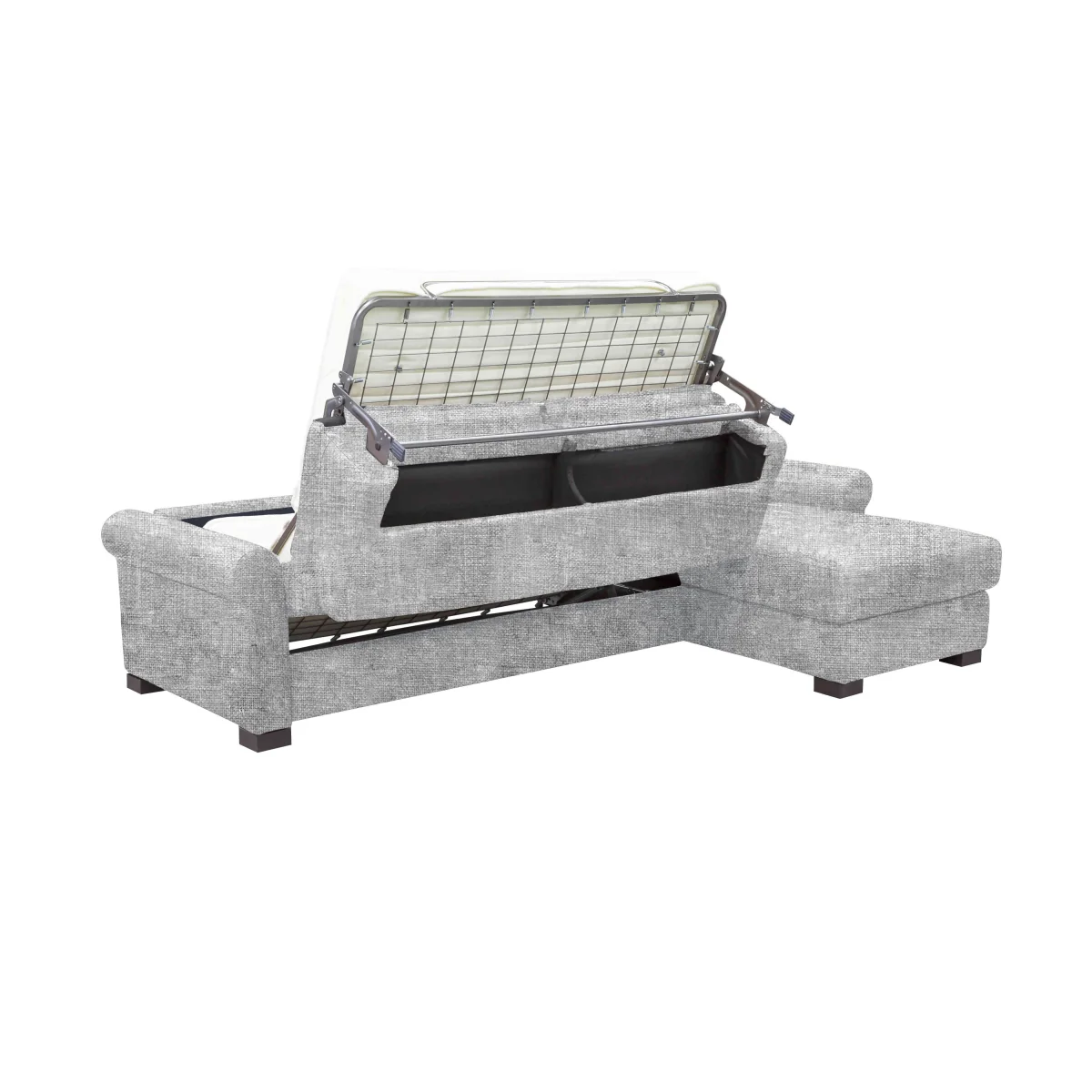 Nicoletti - Alcova 3 Seater Right Hand Facing Fabric Sofa Bed and Storage Chaise with Scroll Arms - Baobab Grigio – image 3