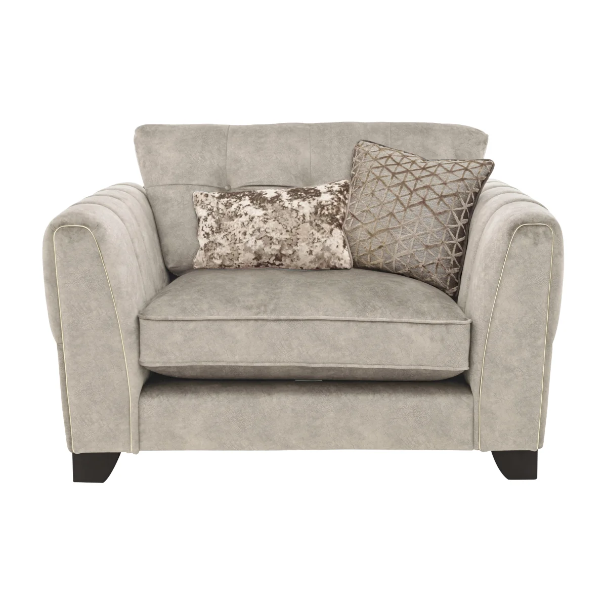 Mariah Fabric Classic Back Snuggler Sofa Bed - Dapple Cream with Brass Insert - Sofas and Armchairs - In Time for Christmas – image 1