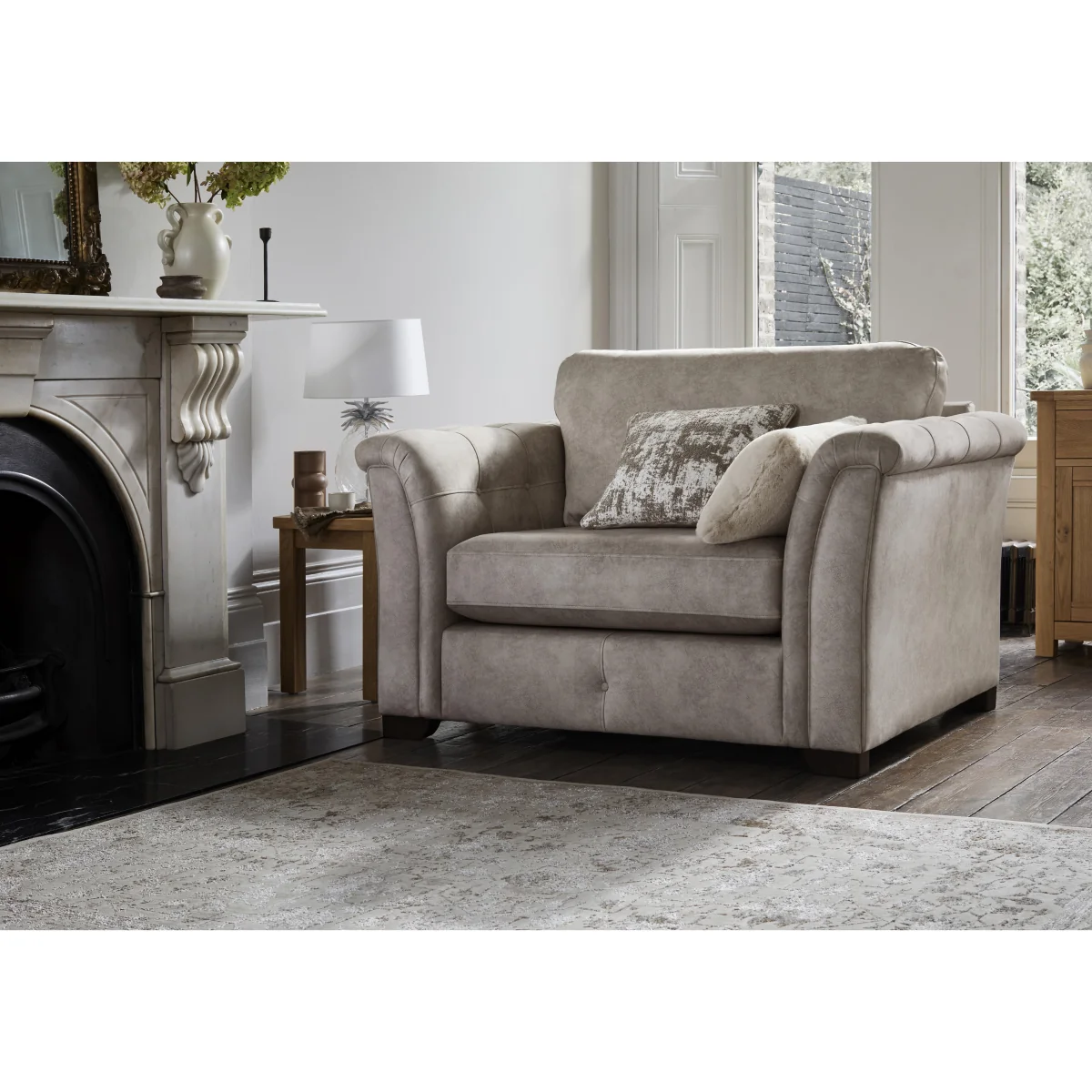 Aura Fabric Classic Back Love Chair Sofa Bed - Enzo Cream - Sofas and Armchairs - In Time for Christmas – image 2