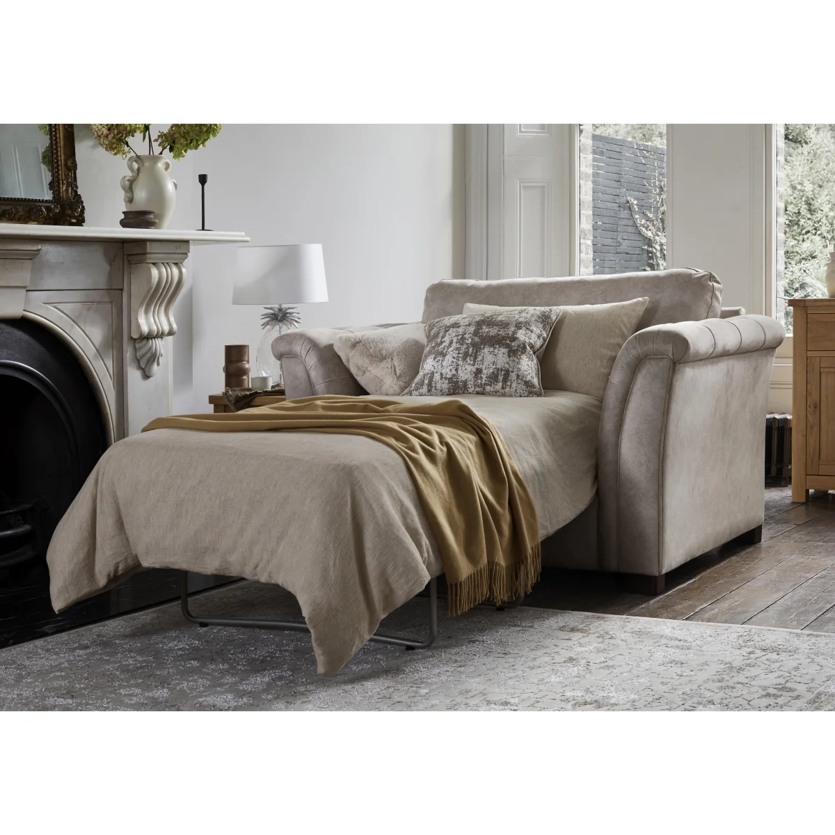 Aura Fabric Classic Back Love Chair Sofa Bed - Enzo Cream - Sofas and Armchairs - In Time for Christmas – image 3