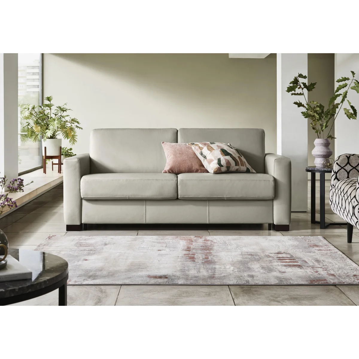 Nicoletti - Alcova 2.5 Seater Leather Sofa Bed with Box Arms - Sofas and Armchairs - In Time for Christmas – image 2