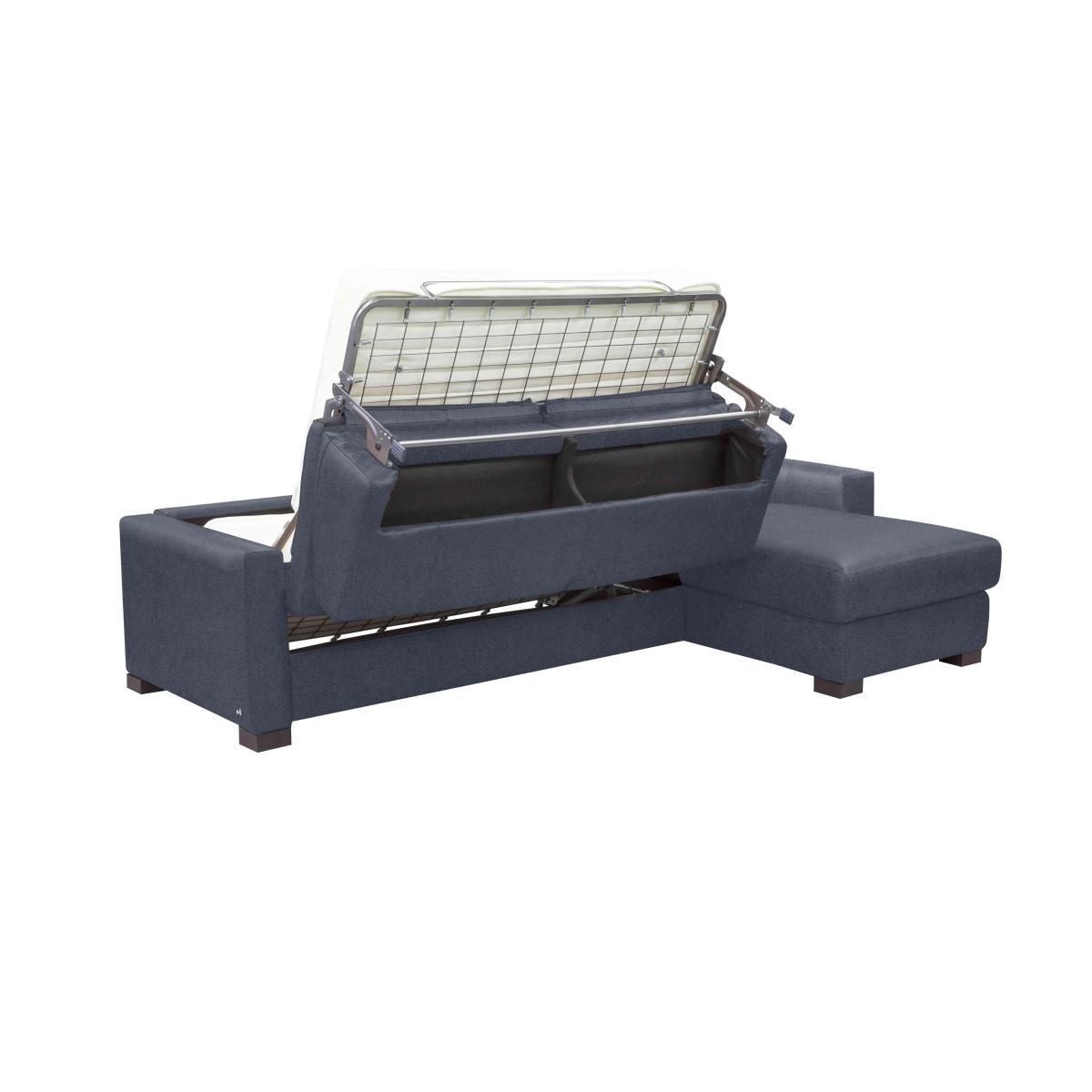 Nicoletti - Alcova 3 Seater Fabric Sofa Bed with Storage Chaise with Box Arms - Grey – image 3