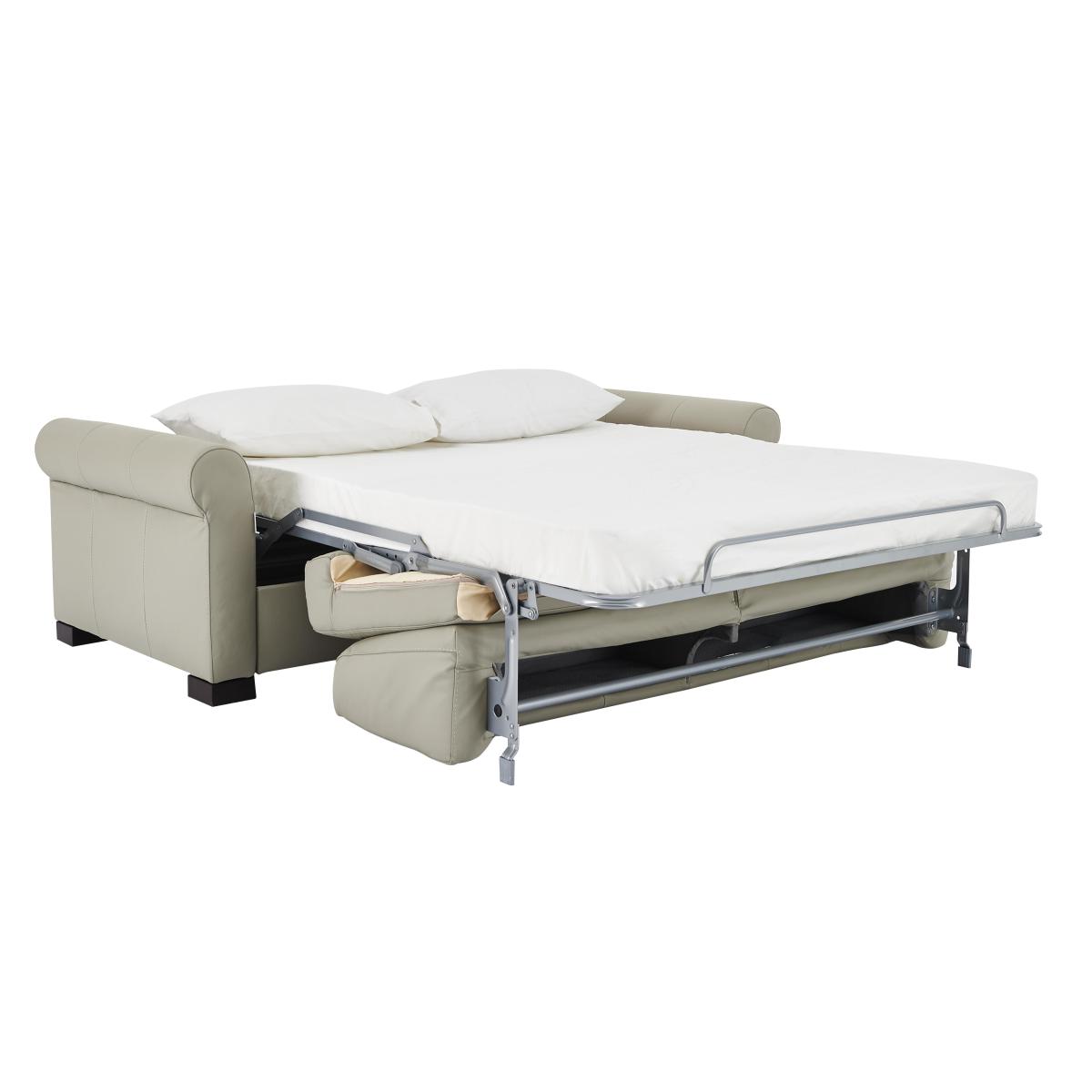 Nicoletti - Alcova 3 Seater Leather Sofa Bed with Scroll Arms - Torello Allumino – image 7