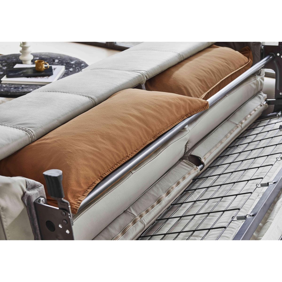 Nicoletti - Alcova 2.5 Seater Leather Sofa Bed with Box Arms - Dali Tortora – image 5