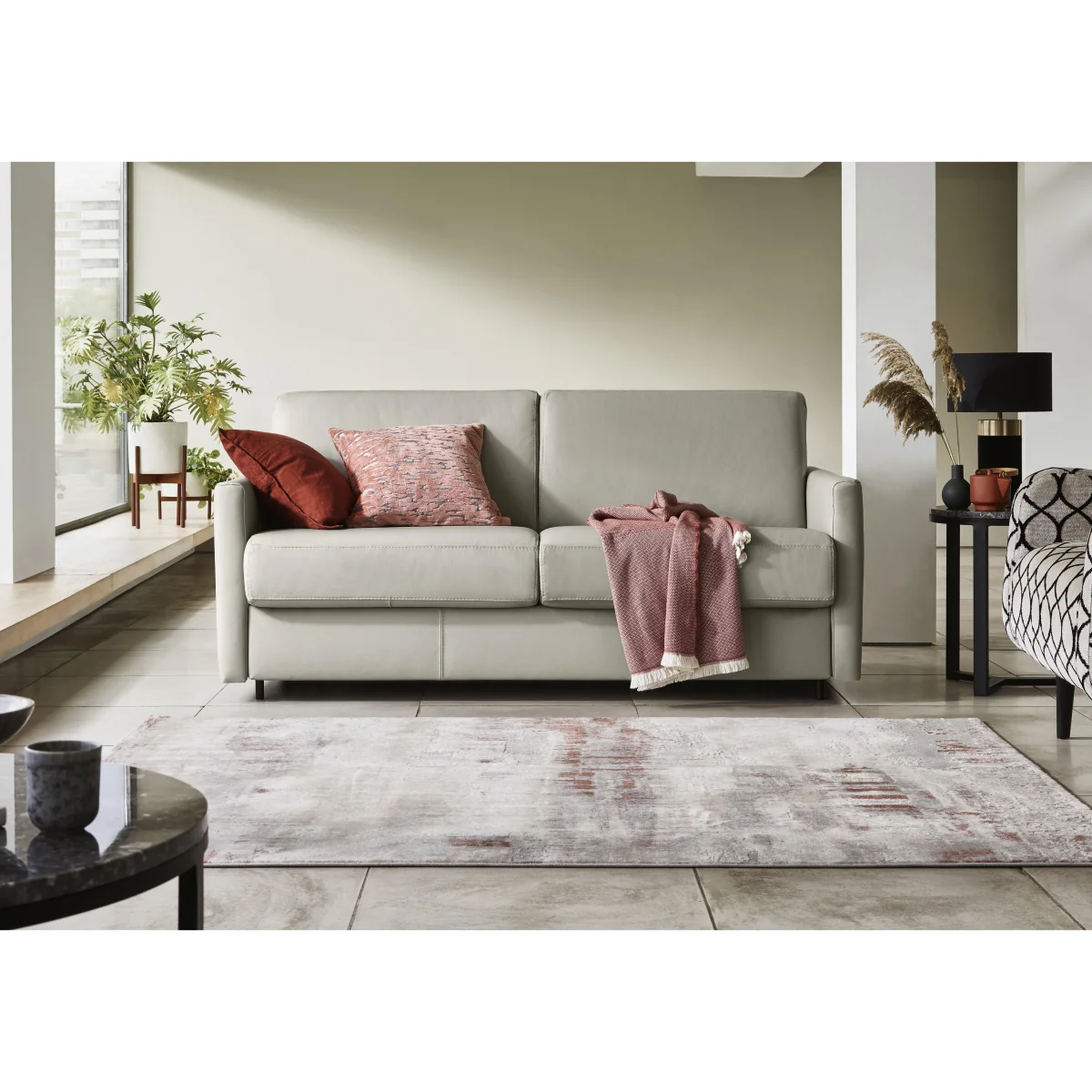 Nicoletti - Alcova 2 Seater Leather Sofa Bed with Slim Arms - Sofas and Armchairs - In Time for Christmas – image 2