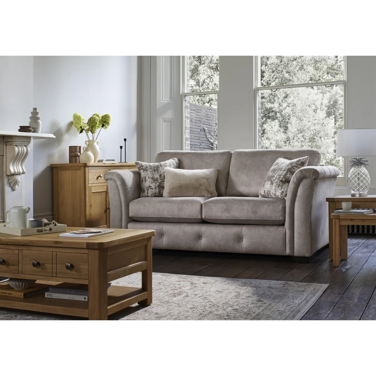 Aura 2 Seater Fabric Classic Back Sofa Bed - Enzo Cream - Sofas and Armchairs - In Time for Christmas – image 2