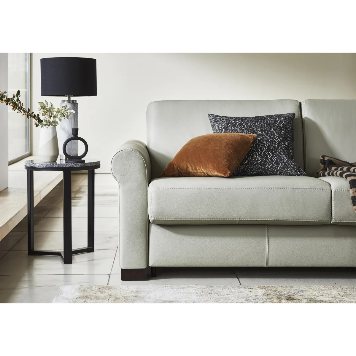Nicoletti - Alcova 2 Seater Leather Sofa Bed with Scroll Arms - Sofas and Armchairs - In Time for Christmas – image 4