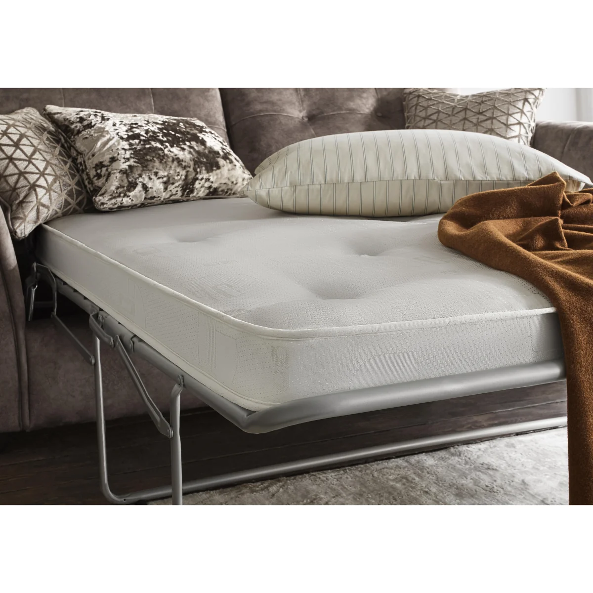 Mariah 2 Seater Fabric Classic Back Sofa Bed - Dapple Cream with Brass Insert - Sofas and Armchairs - In Time for Christmas – image 2