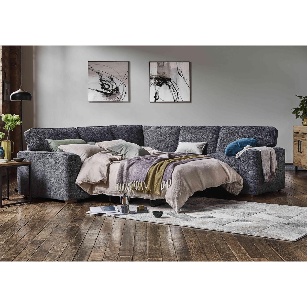 Emilia Large Fabric Corner Sofa Bed - Grey – image 3