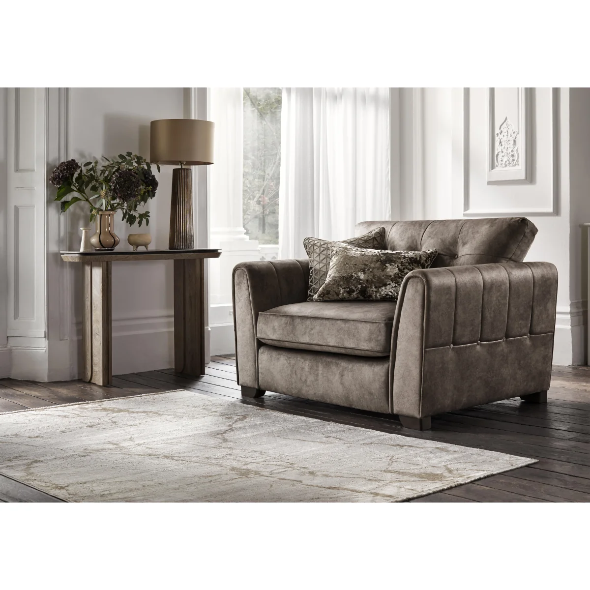 Mariah Fabric Classic Back Snuggler Sofa Bed - Dapple Chocolate - Sofas and Armchairs - In Time for Christmas – image 2