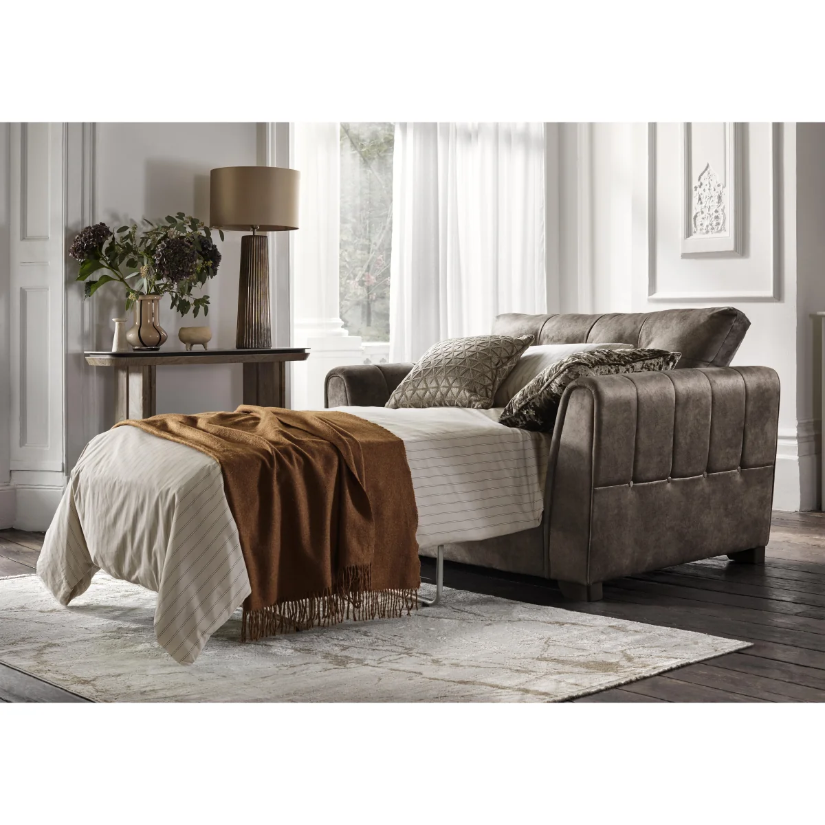 Mariah Fabric Classic Back Snuggler Sofa Bed - Dapple Chocolate - Sofas and Armchairs - In Time for Christmas – image 3