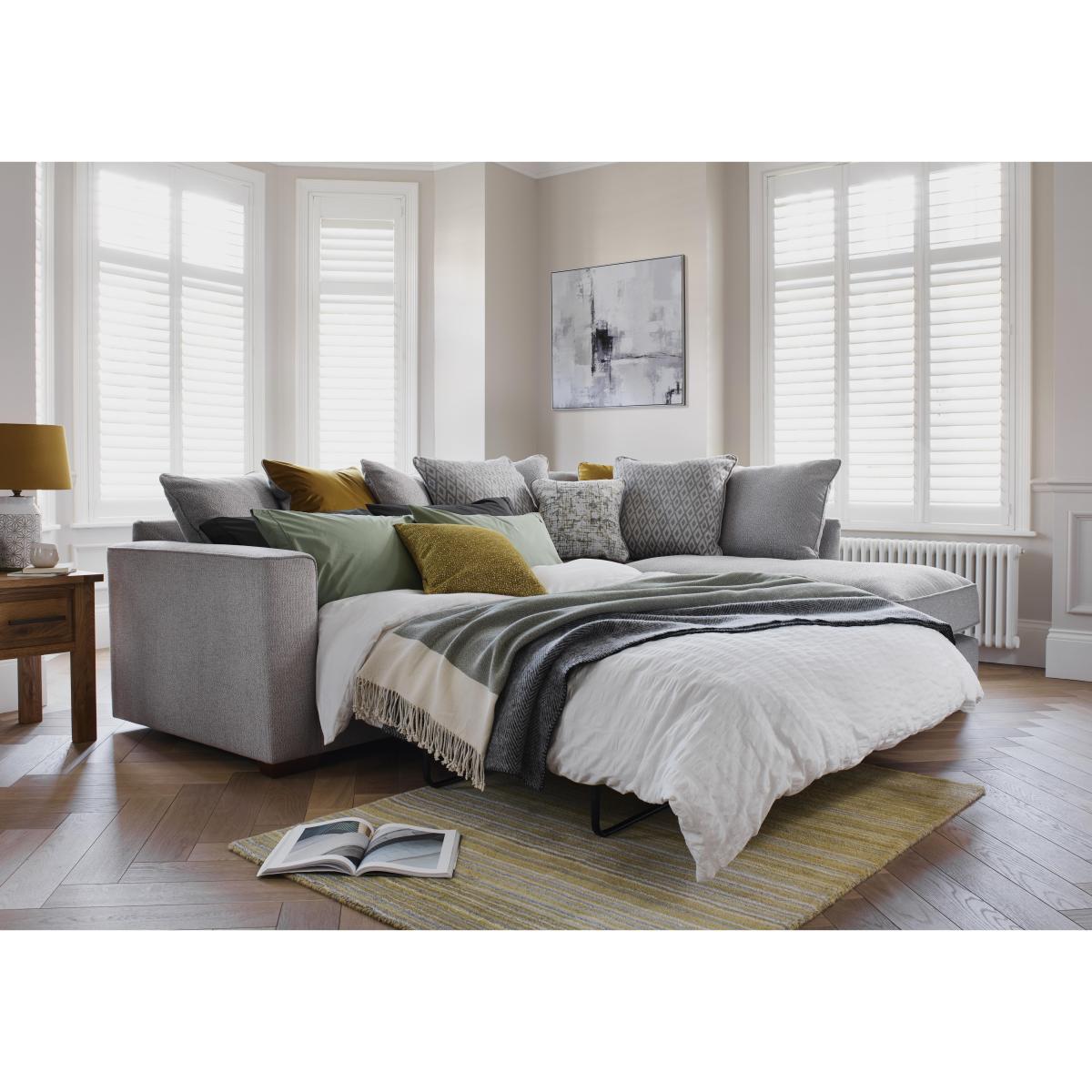 Cory Fabric Corner Chaise Scatter Back Sofa Bed - Natural – image 3