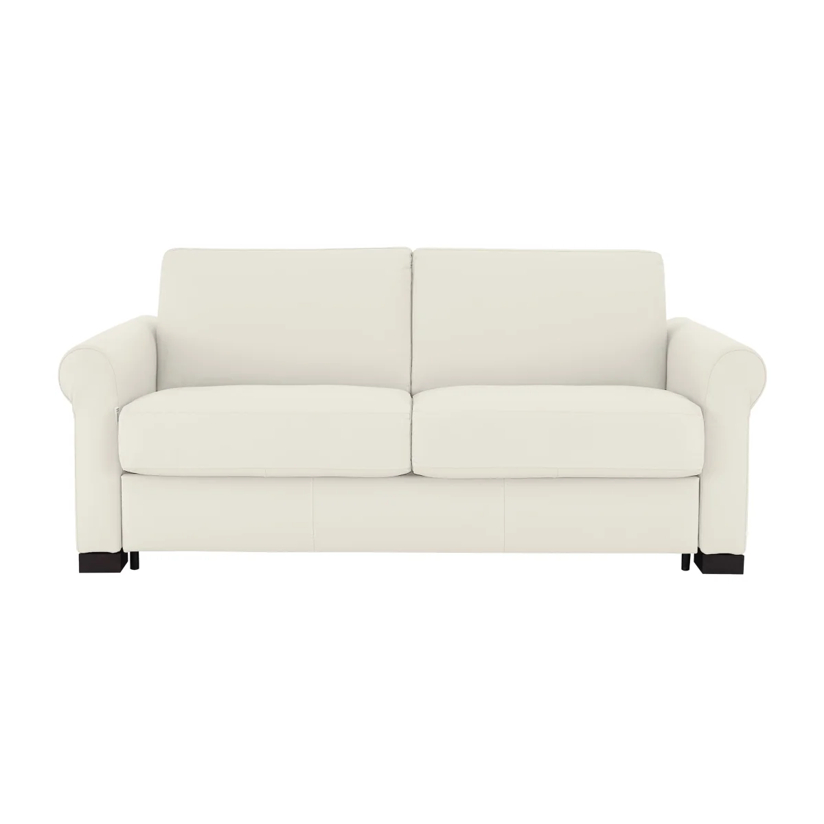 Nicoletti - Alcova 2.5 Seater Leather Sofa Bed with Scroll Arms - Torello Bianco Puro - Sofas and Armchairs - In Time for Christmas – image 1