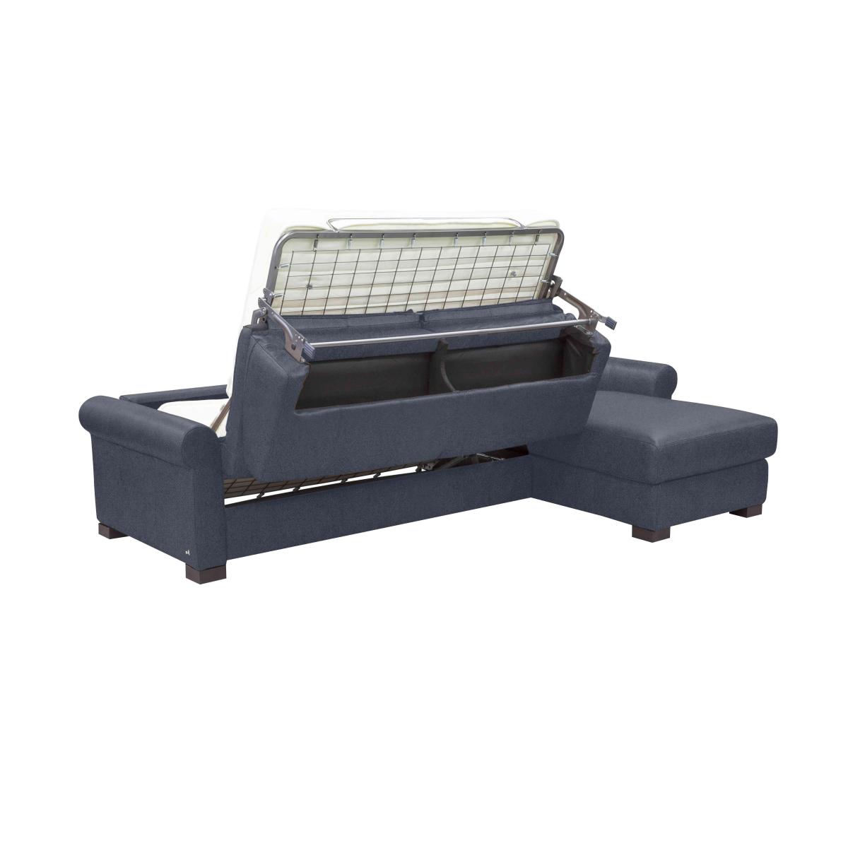 Nicoletti - Alcova 3 Seater Fabric Sofa Bed with Storage Chaise with Scroll Arms - Grey – image 3