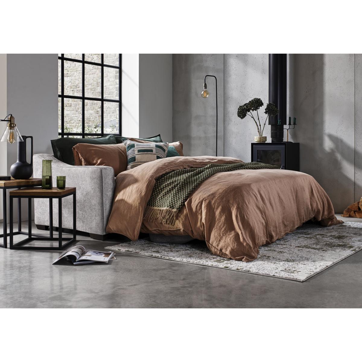 Optimus Space Saving Fabric Sofa Bed with Memory Foam Mattress - R28 Beige – image 3