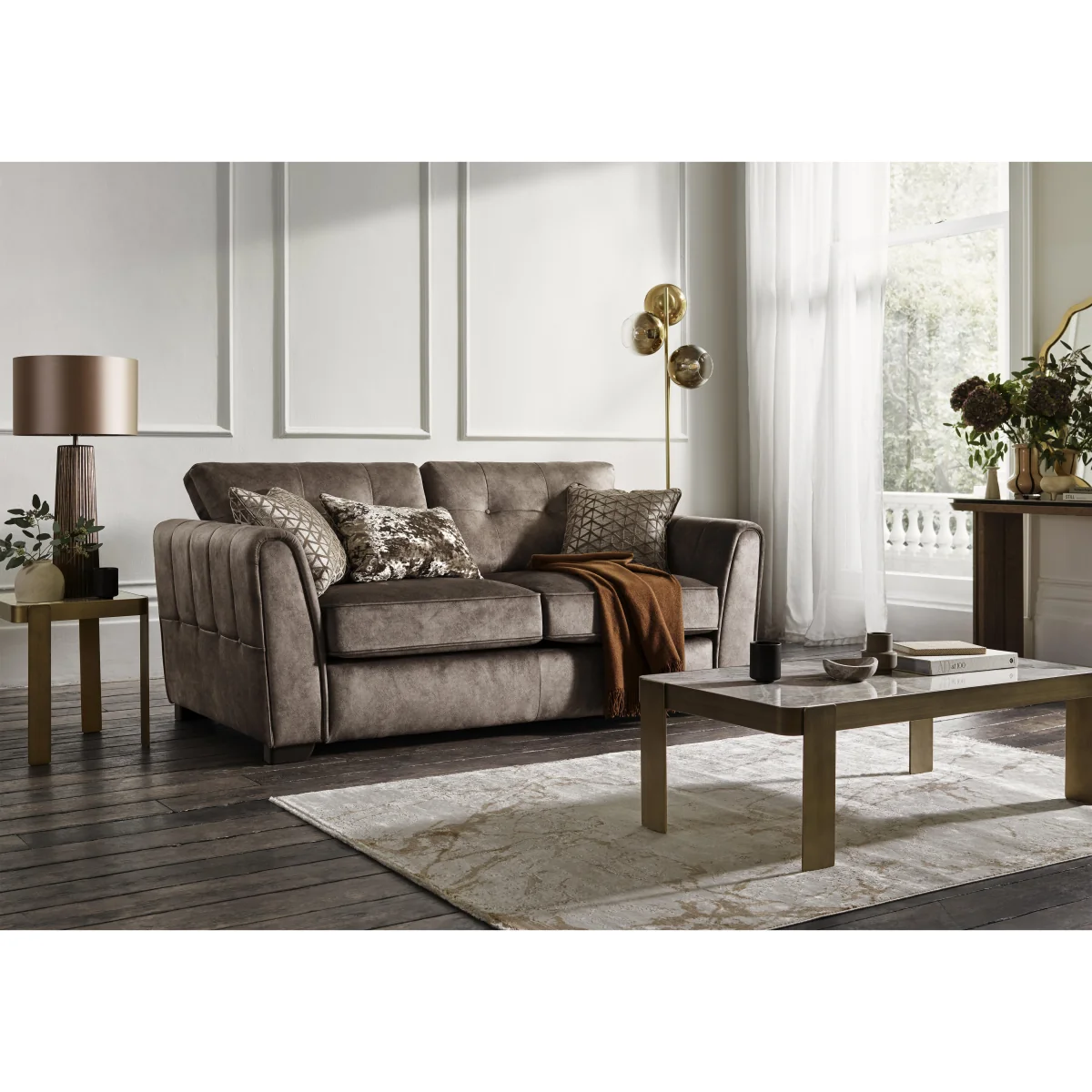 Mariah 3 Seater Fabric Classic Back Sofa Bed - Dapple Chocolate - Sofas and Armchairs - In Time for Christmas – image 2