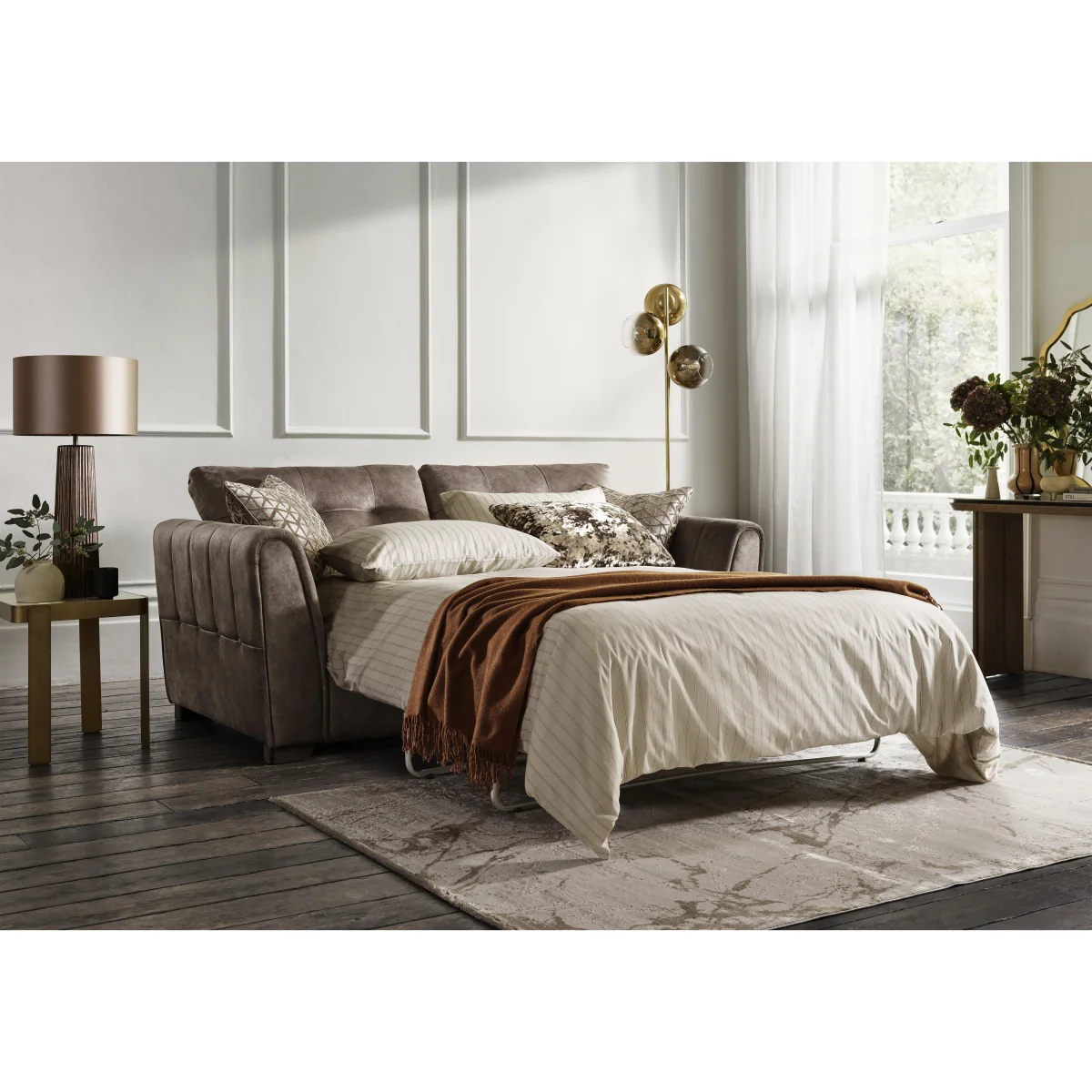 Mariah 3 Seater Fabric Classic Back Sofa Bed - Dapple Chocolate - Sofas and Armchairs - In Time for Christmas – image 3