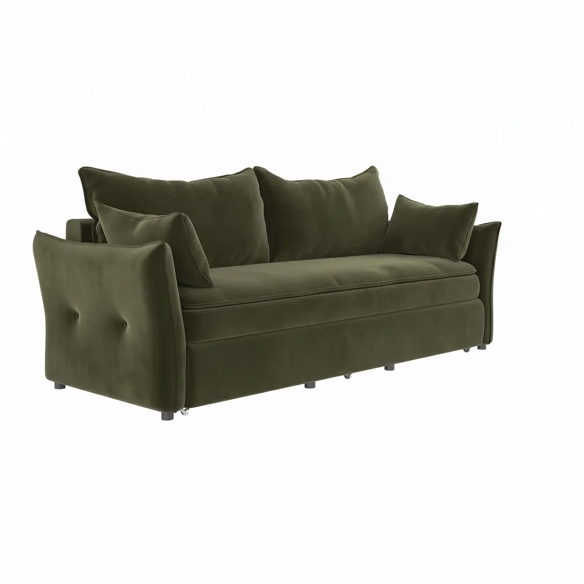 3 Seater Pull-Out Sofa Bed with Storage in Khaki Green Velvet - Gaia – image 7