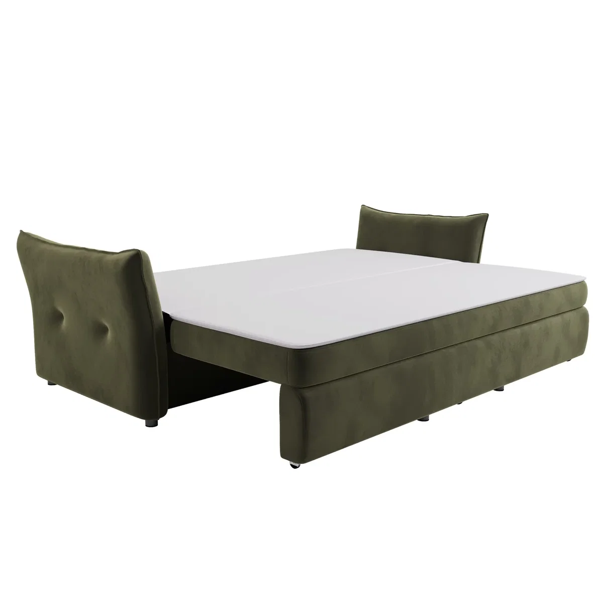 3 Seater Pull-Out Sofa Bed with Storage in Khaki Green Velvet - Gaia – image 8