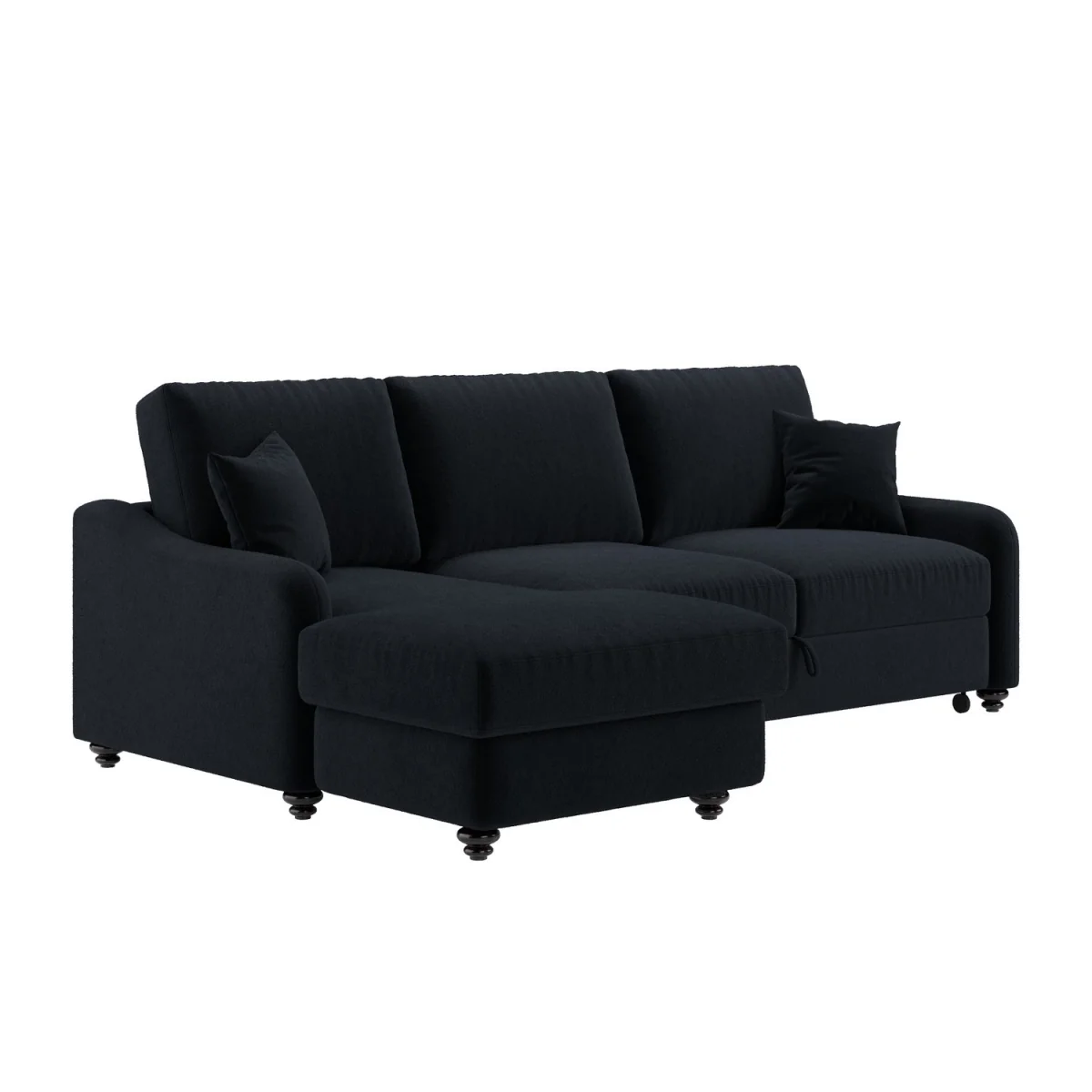 4 Seater Pull-Out Chaise Corner Sofa Bed with Storage in Navy Chenille - Quinn – image 7