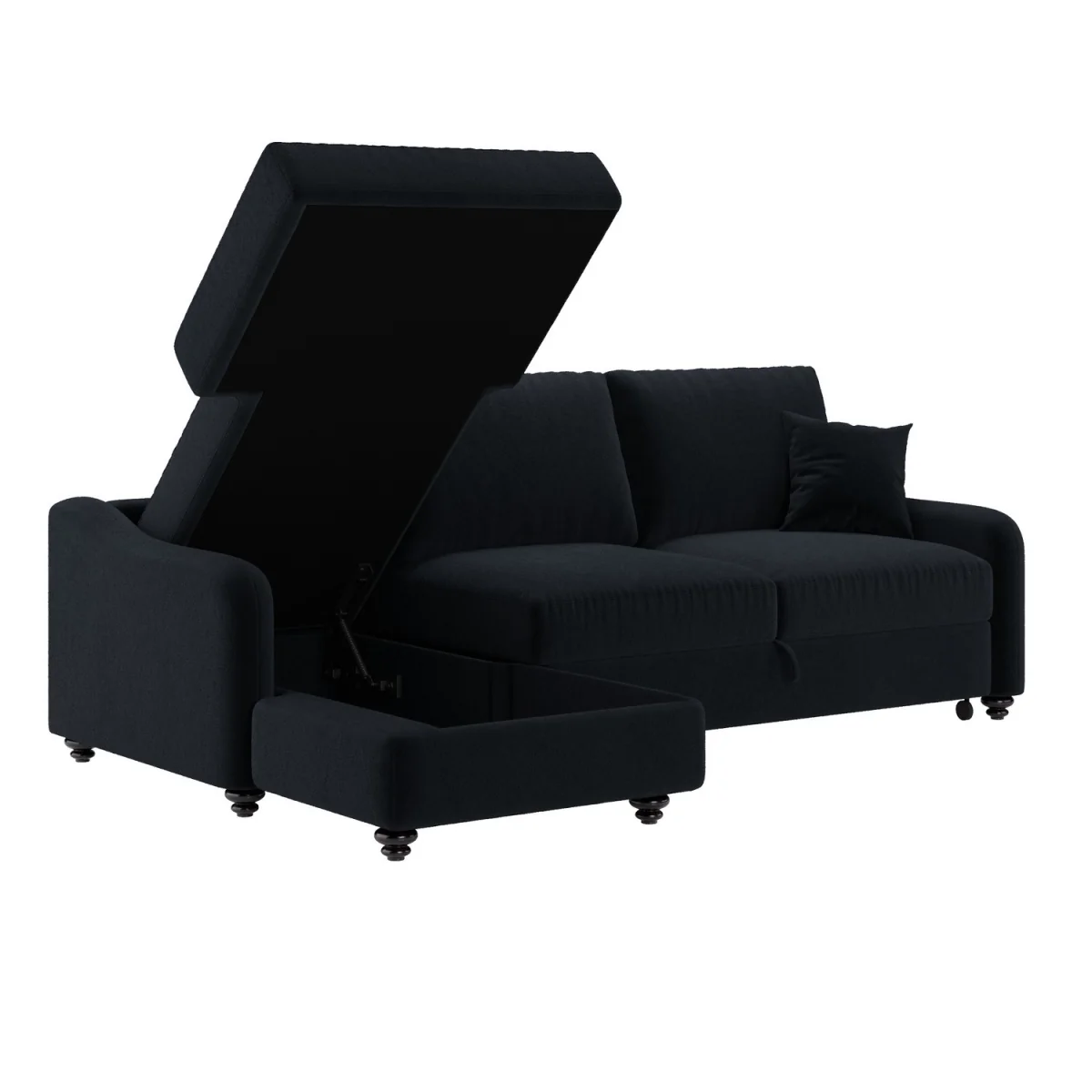 4 Seater Pull-Out Chaise Corner Sofa Bed with Storage in Navy Chenille - Quinn – image 8