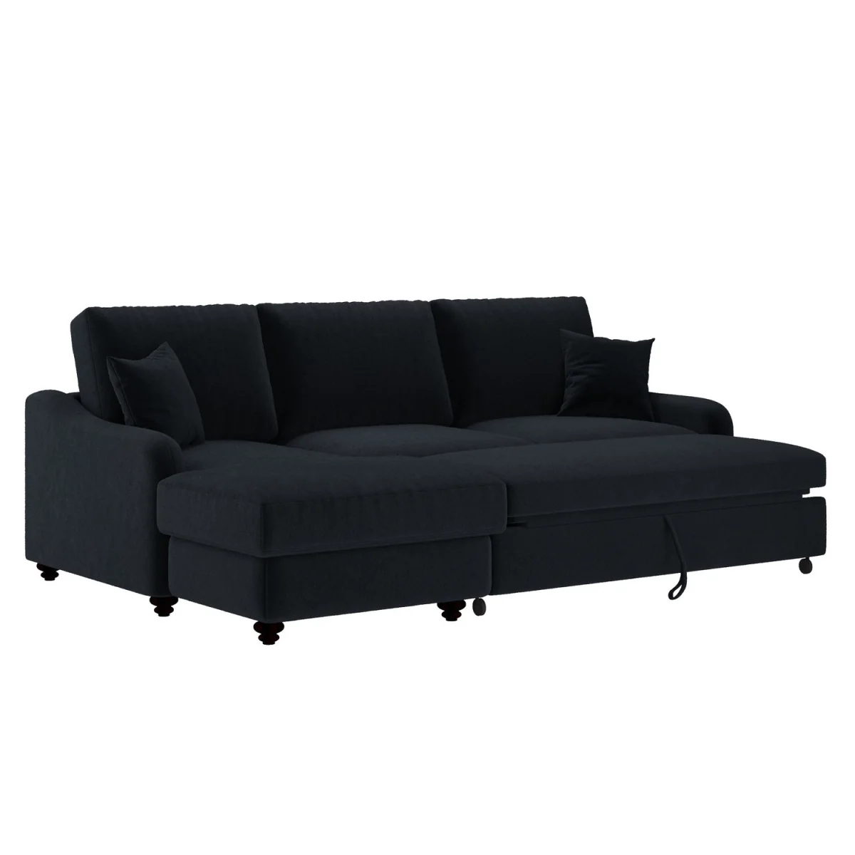 4 Seater Pull-Out Chaise Corner Sofa Bed with Storage in Navy Chenille - Quinn – image 9