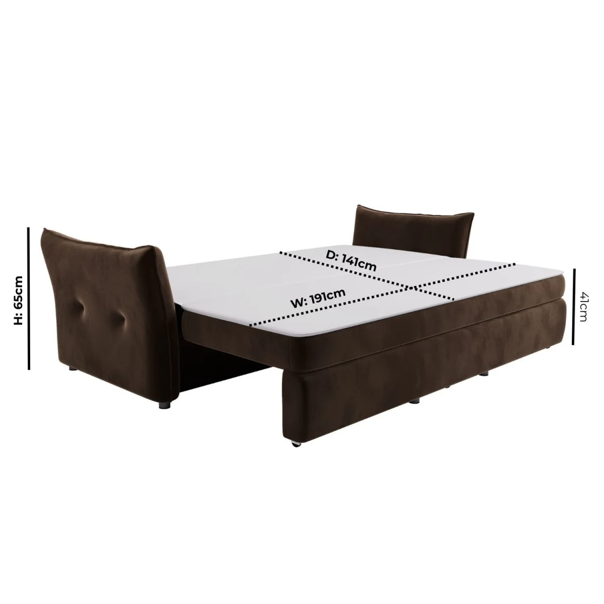 3 Seater Pull-Out Sofa Bed with Storage in Chocolate Brown Velvet - Gaia – image 6