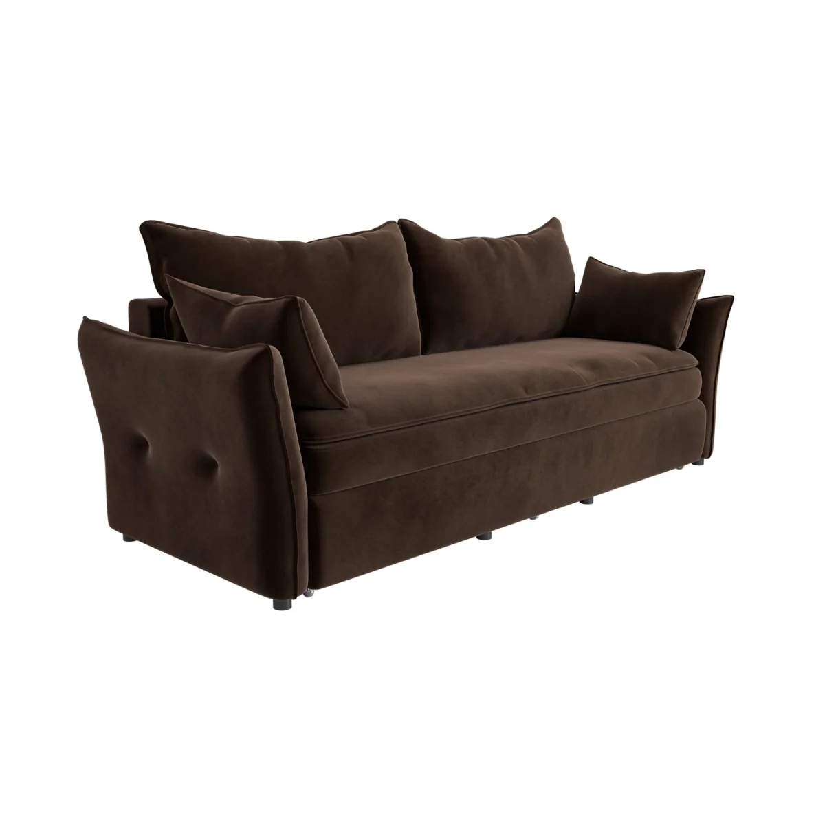 3 Seater Pull-Out Sofa Bed with Storage in Chocolate Brown Velvet - Gaia – image 7
