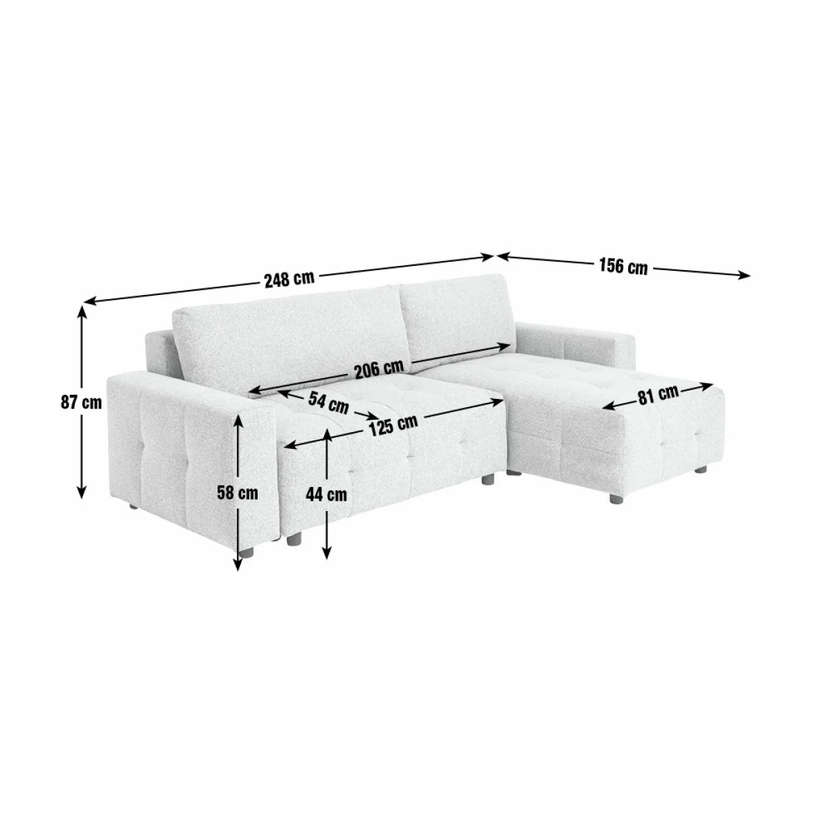 Habitat Mick Fabric Reversible Corner Chaise Sofa Bed - Grey – image 11