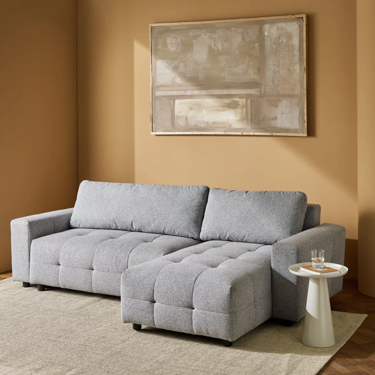 Habitat Mick Fabric Reversible Corner Chaise Sofa Bed - Grey – image 3