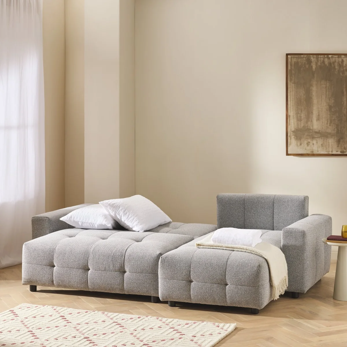 Habitat Mick Fabric Reversible Corner Chaise Sofa Bed - Grey – image 4