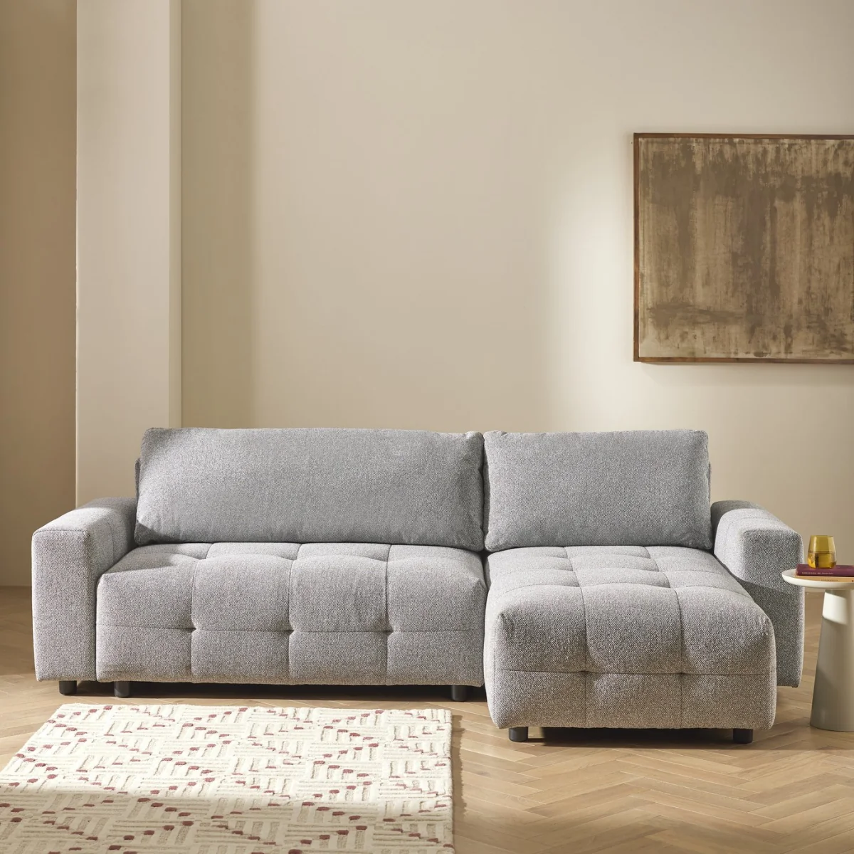 Habitat Mick Fabric Reversible Corner Chaise Sofa Bed - Grey – image 1