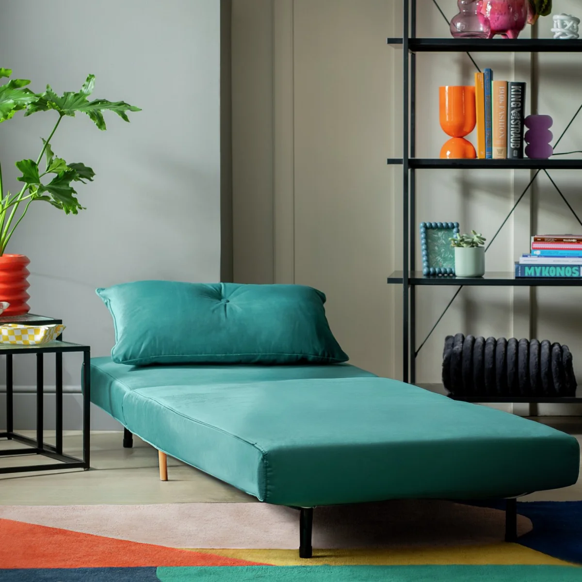 Habitat Roma Single Velvet Chairbed - Teal – image 3