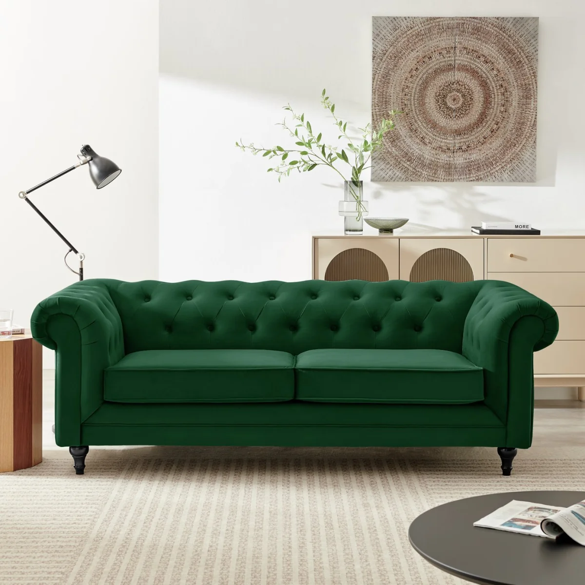 Habitat Chesterfield Velvet 2 Seater Sofa Bed - Green – image 2