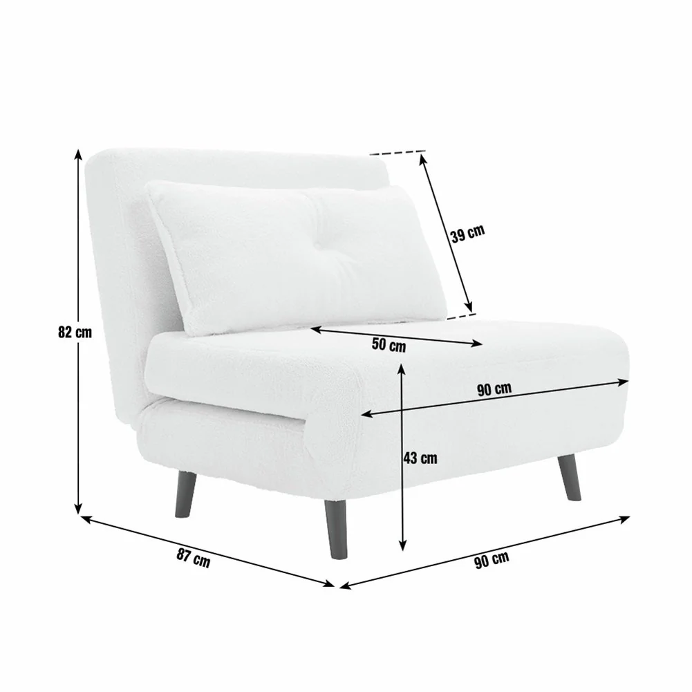 Habitat Roma Single Boucle Chairbed - Cream – image 9