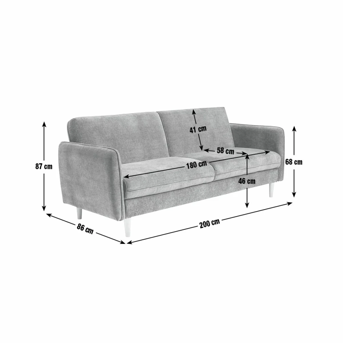 Habitat Terry Fabric 3 Seater Clic Clac Sofa Bed - Grey – image 12