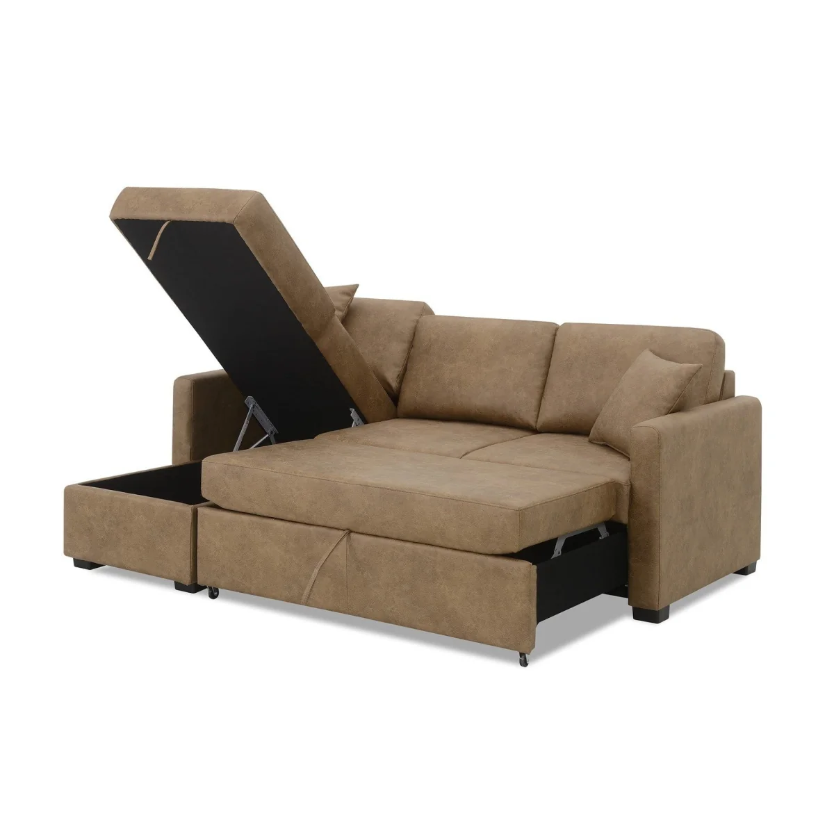 Habitat Reagan Faux Leather Left Hand Chaise Storage Sofa Bed - Tan – image 12
