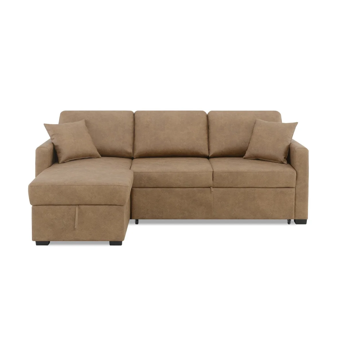 Habitat Reagan Faux Leather Left Hand Chaise Storage Sofa Bed - Tan – image 4