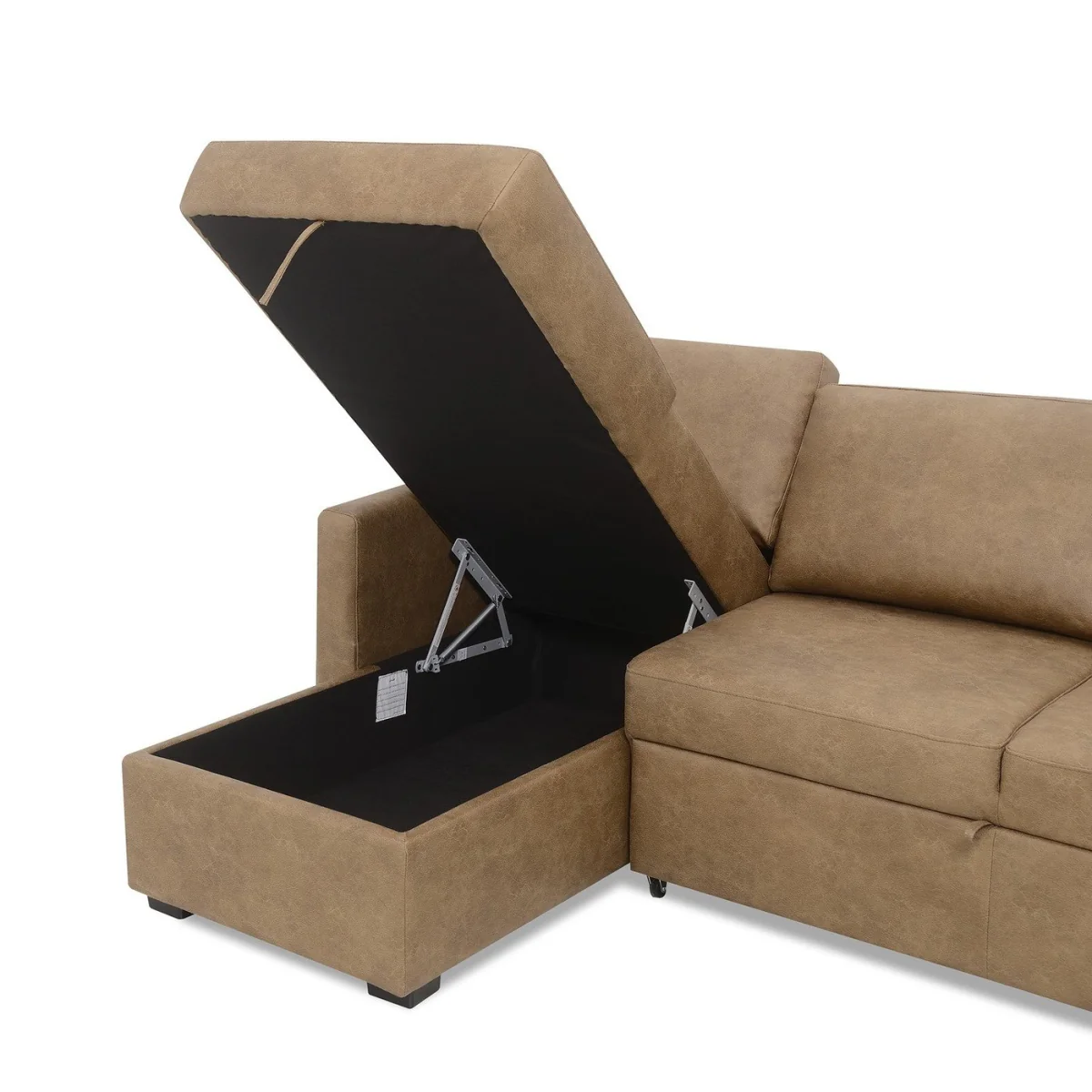 Habitat Reagan Faux Leather Left Hand Chaise Storage Sofa Bed - Tan – image 8