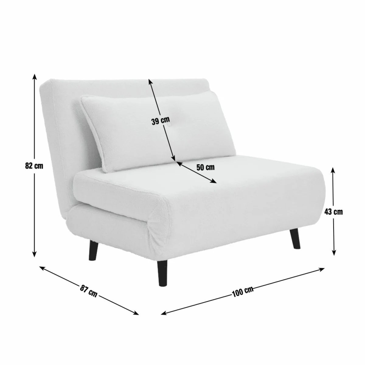 Habitat Roma Small Double Boucle Chairbed - Cream – image 9