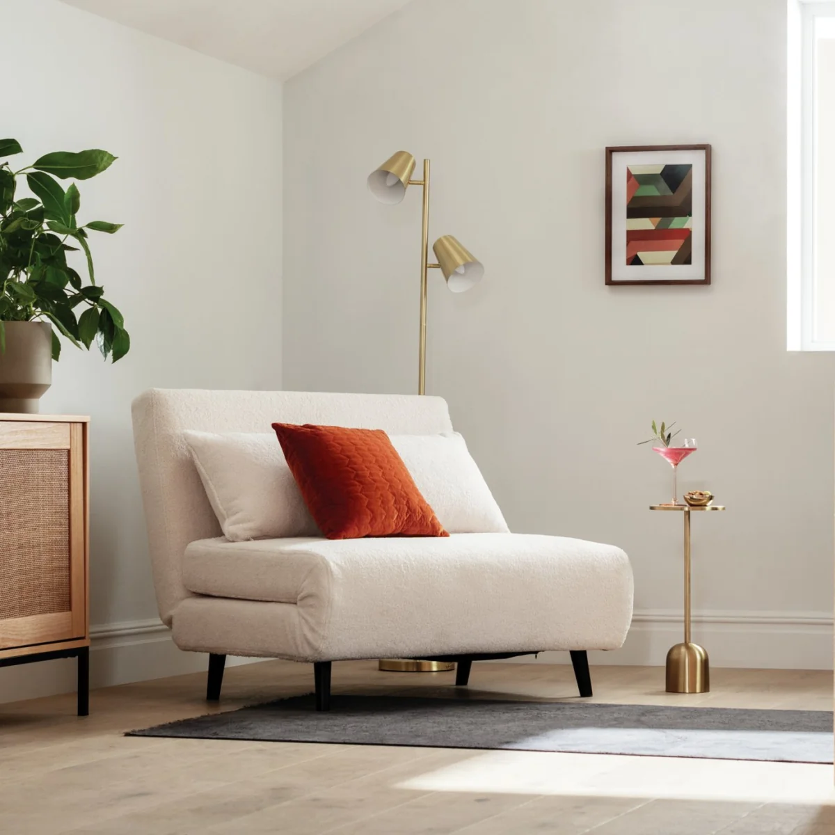 Habitat Roma Small Double Boucle Chairbed - Cream – image 1