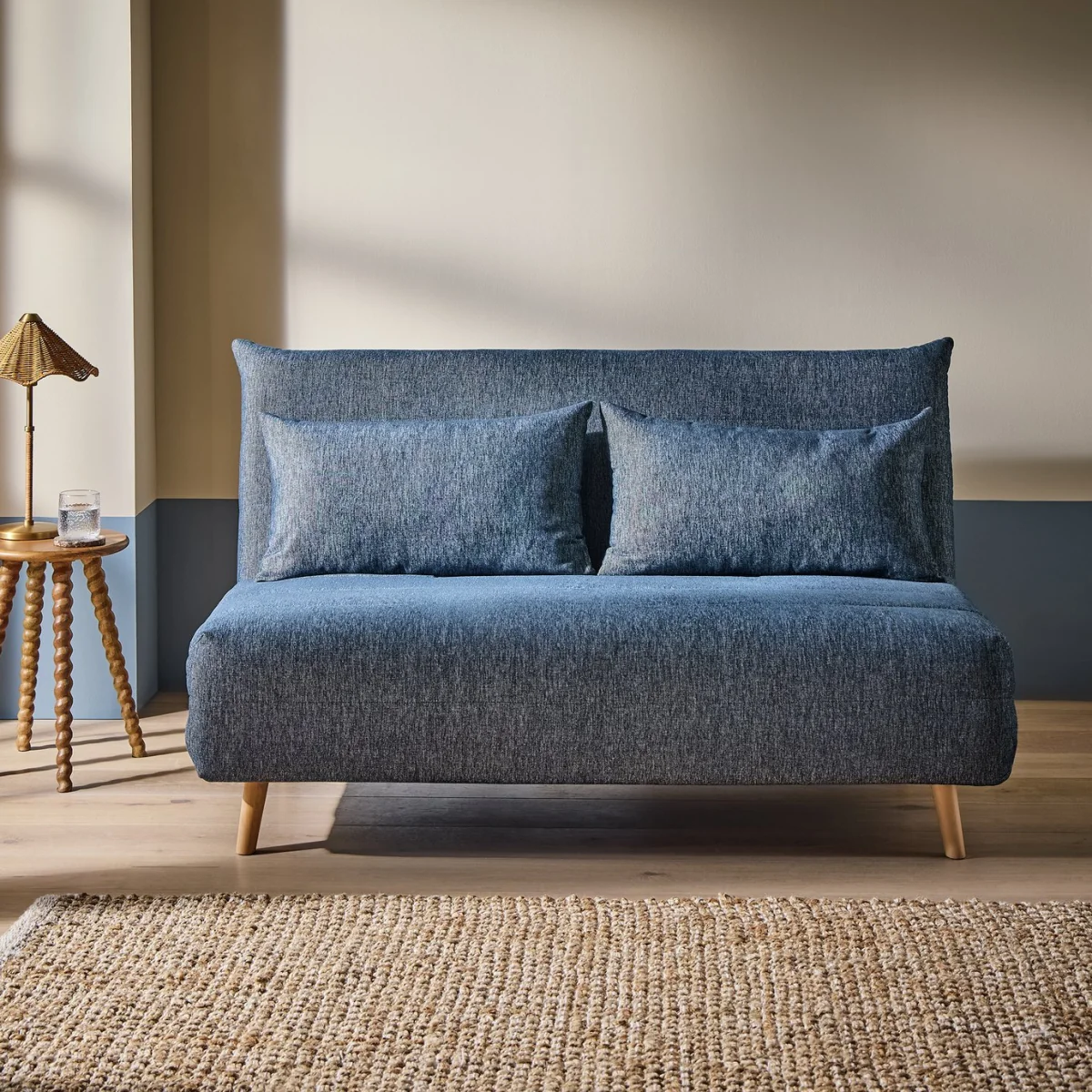 Habitat Pillow Fabric Double Chair Bed - Blue – image 1