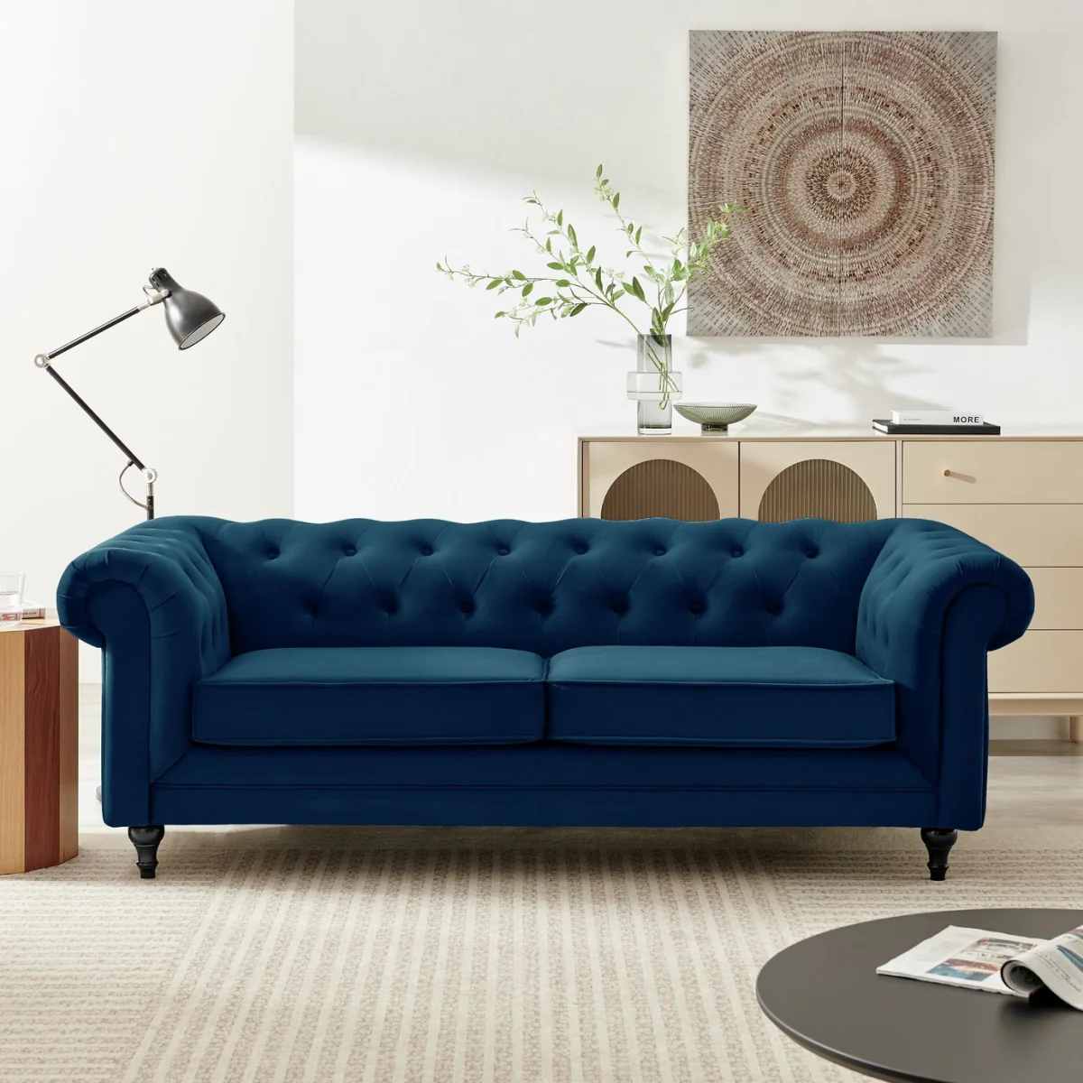 Habitat Chesterfield Velvet 2 Seater Sofa Bed - Blue – image 2