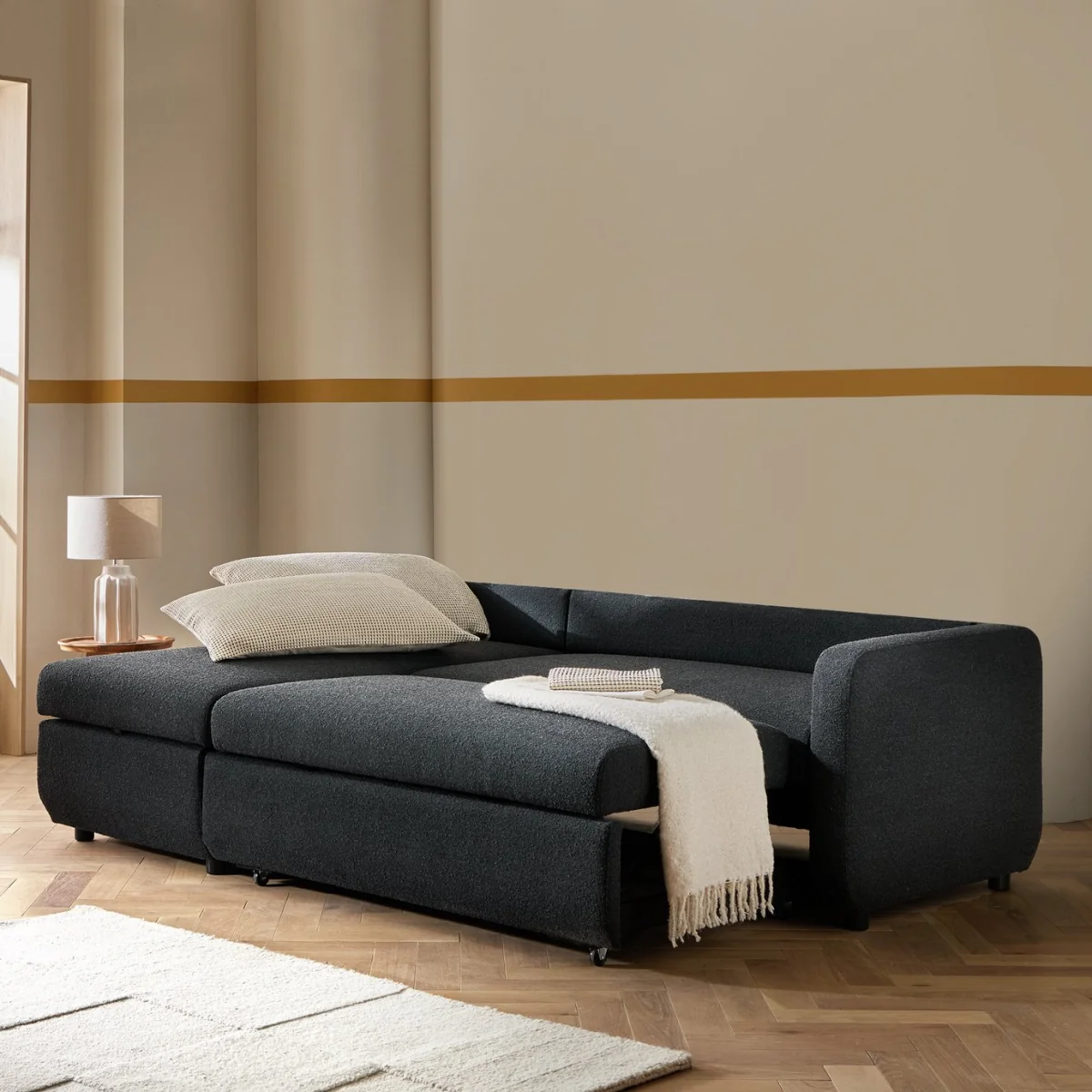 Habitat Enia Fabric Left Hand Corner Chaise Sofa Bed - Grey – image 3