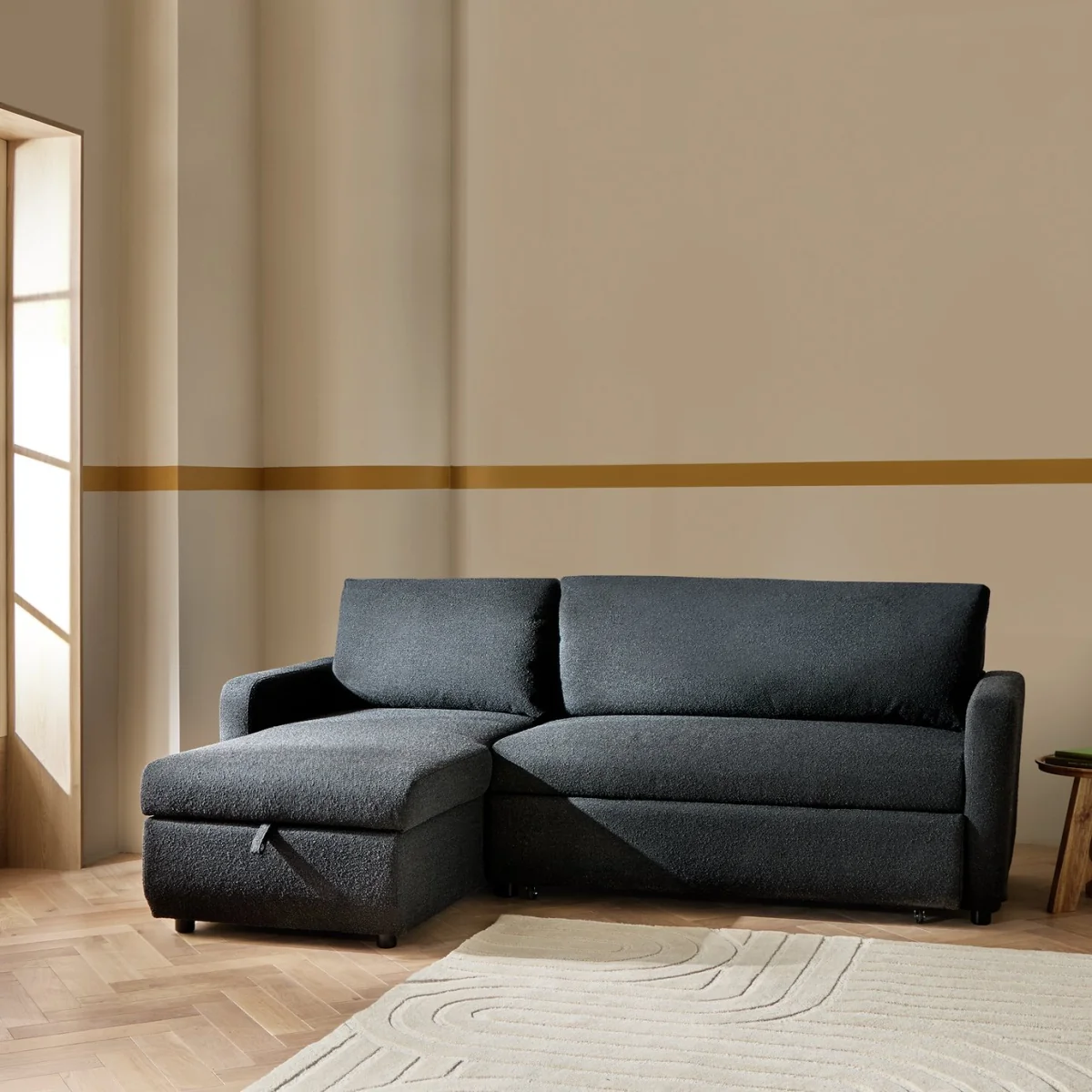 Habitat Enia Fabric Left Hand Corner Chaise Sofa Bed - Grey – image 1