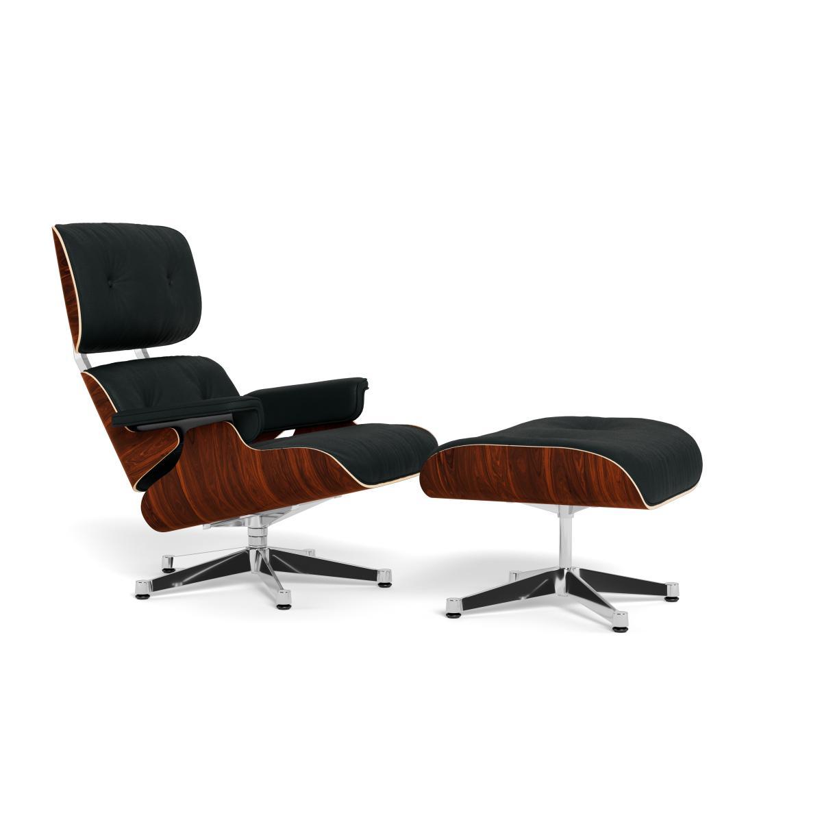 Vitra Eames Lounge Chair & Ottoman Classic Dims Black Pig. Walnut Polished with Black L.Premium Brown - Heal's UK Furniture – image 2