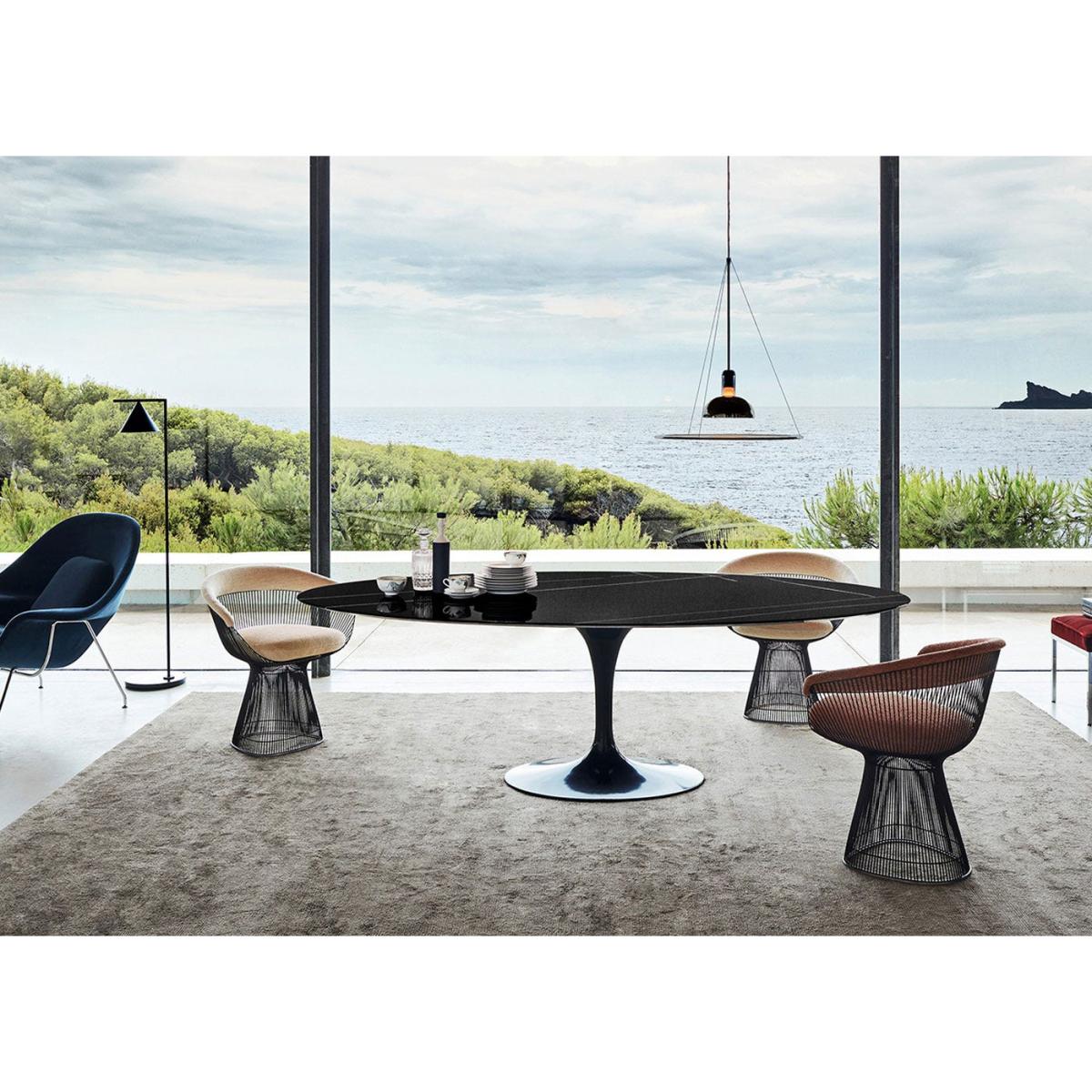 Knoll Saarinen Tulip Oval Table Diam 137cm Verde Alpi Coated Top Black Base - Heal's UK Furniture – image 2